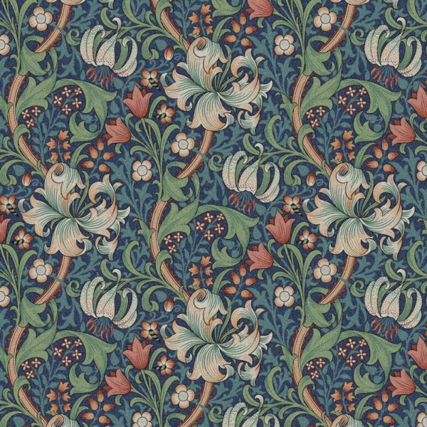 William Morris Golden Lily Oilcloth in Jewel